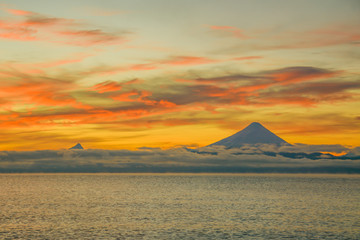 Osorno volcano during sunset