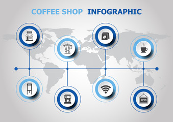 Fototapeta na wymiar Infographic design with coffee shop icons