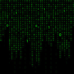 binary code zero one matrix white background. banner, pattern, wallpaper. Vector illustration