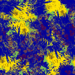 Seamless Hand Drawn Watercolor Pattern. Bright Design for Wallpaper, Tile, Textile, Fabric, Wrapping, Packaging, Camouflage Print.