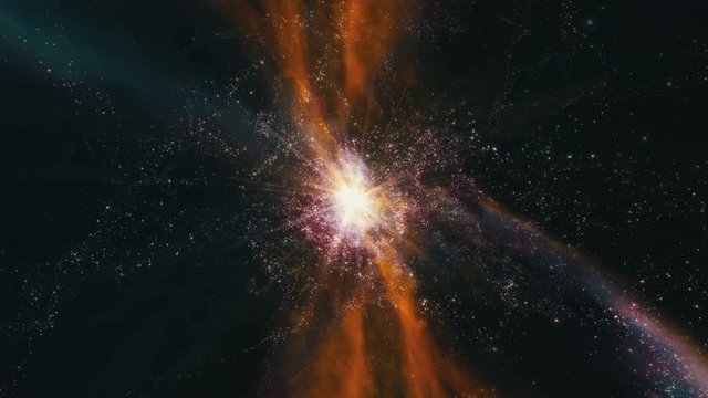 Space 2094: Flying through star fields and galaxies in deep space as a supernova bursts light (Loop).