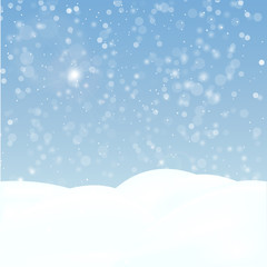 Snow pattern, vector Falling snow vector pattern. White splash on blue background. Winter snowfall texture.