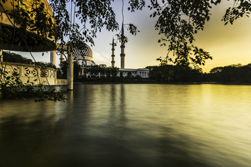 Beautiful dome and towers of Shah Alam Mosque