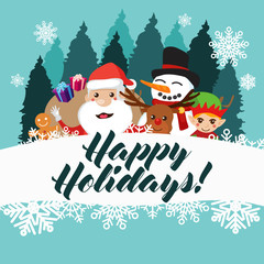 Happy Holidays Greeting Card Poster Illustration