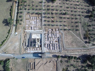 Caparra  desde el aire. Yacimiento ciudad romana en la provincia de Caceres ( Extremadura, España). Foto aerea