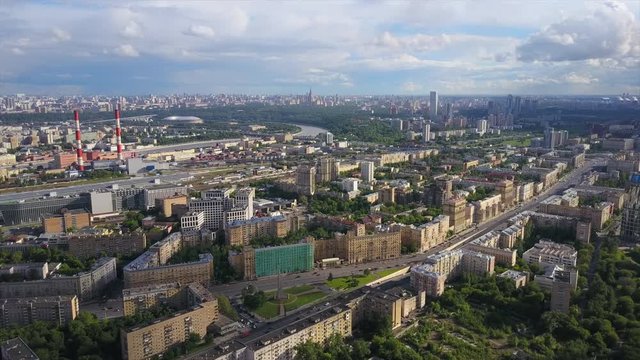 sunny summer day famous moscow cityscape river aerial panorama 4k russia
