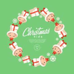 Boy and girl wearing Christmas fancy hat : Vector Illustration