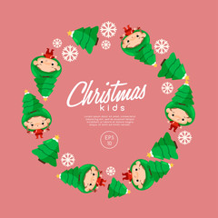 Boy and girl wearing Christmas fancy hat : Vector Illustration