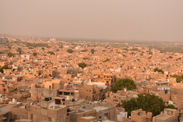 Obraz premium widok miasta jaisalmer z jaisalmer fort radżastan w indiach