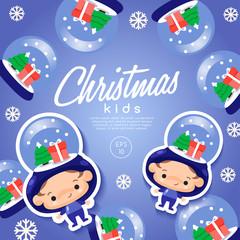 Boy and girl wearing Christmas fancy hat : Vector Illustration