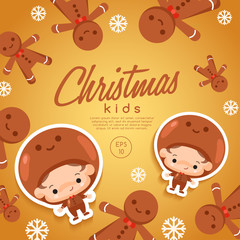 Boy and girl wearing Christmas fancy hat : Vector Illustration