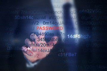 password on internet, touch screen, online cyber security concept
