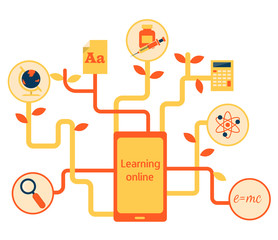 Flat vector illustration for e-learning and online education