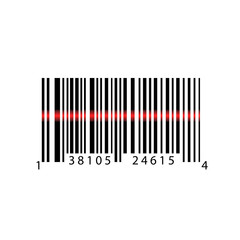 Barcode with numbers. Scanning bar code. Simple icon isolated on white background