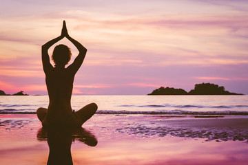 beautiful yoga background, meditation on the beach