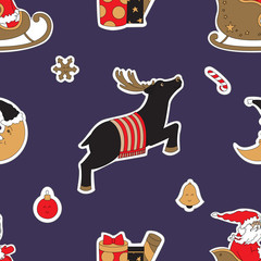 Christmas deer. Gifts and moon