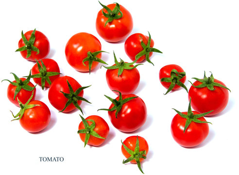 red tomatoes isolated on white background