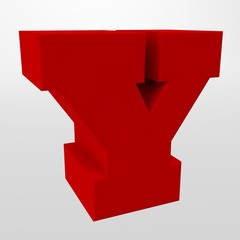 3d rendering. White letters on a light background. Capital letter.