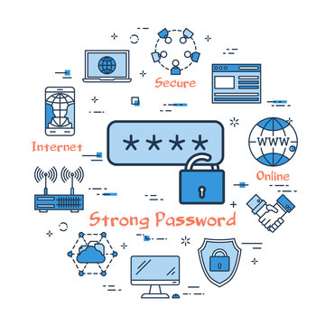 Blue round Strong Password concept