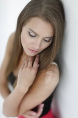 closeup. face of a beautiful girl with long hair