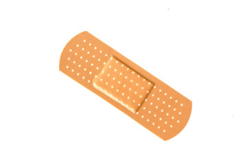 Single adhesive bandage on white background