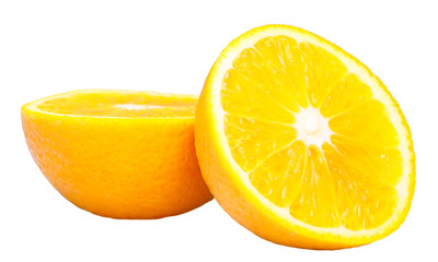 Two halves of orange. Isolated