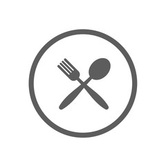 Circle Fork and Spoon Vector Icon