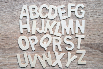 ABC on the wooden background