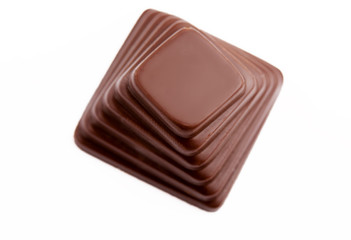 chocolate candy on white background. Delicious chocolate pralines