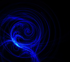 beautiful fractal blue circles on a black background are added to the flower