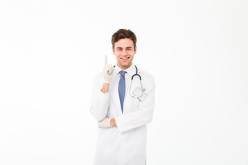 Fototapeta premium Portrait of a cheerful young male doctor
