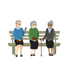 multicultural grandmothers are sitting on the bench