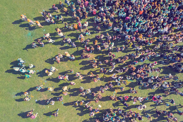 View from the drone of the festival of colors holiday paint © R