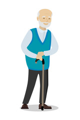 Old man,pensioner.Grandfather isolated on white background