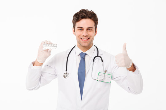 Close up portrait of a confident young male doctor