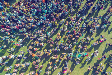 View from the height of the people at the Holi Colors Festival