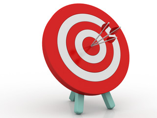 
3d illustration target with arrows with board