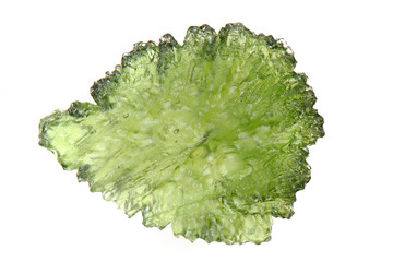 green moldavite mineral from czech republic isolated