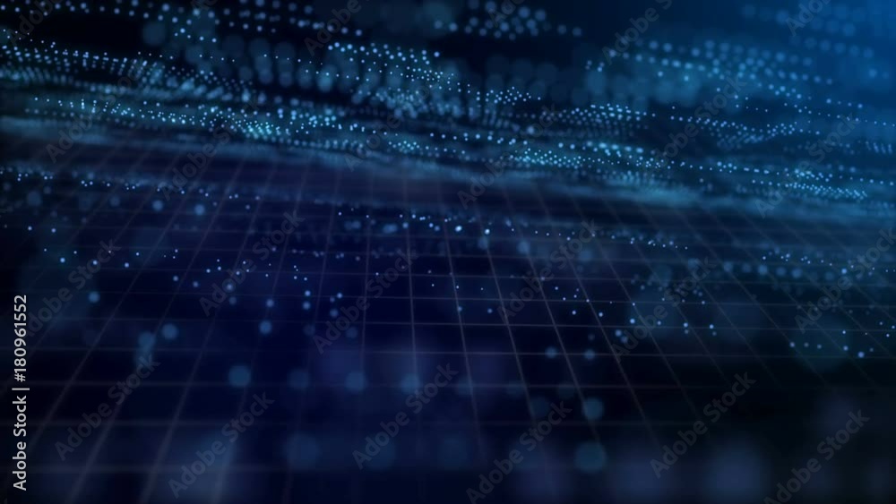 Poster Digital network data grid technology background blue 2