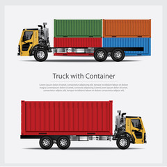 Cargo Trucks Transportation with Container isolated Vector Illustration