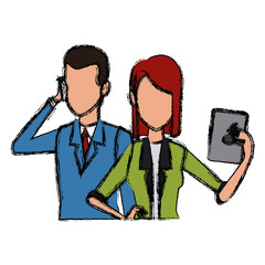 Business couple teamwork