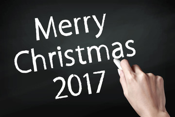 Obraz premium Hand writing merry christmas 2017.