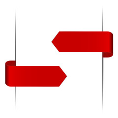 Red vector arrows in form of paper stickers