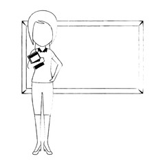 beautiful teacher female with chalkboard avatar character