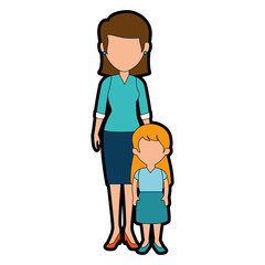 beautiful teacher female with student avatar character