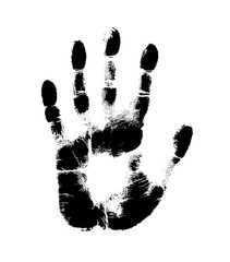 Print of hand of human, cute skin texture pattern,vector grunge illustration. Scanning the fingers, palm on white background..