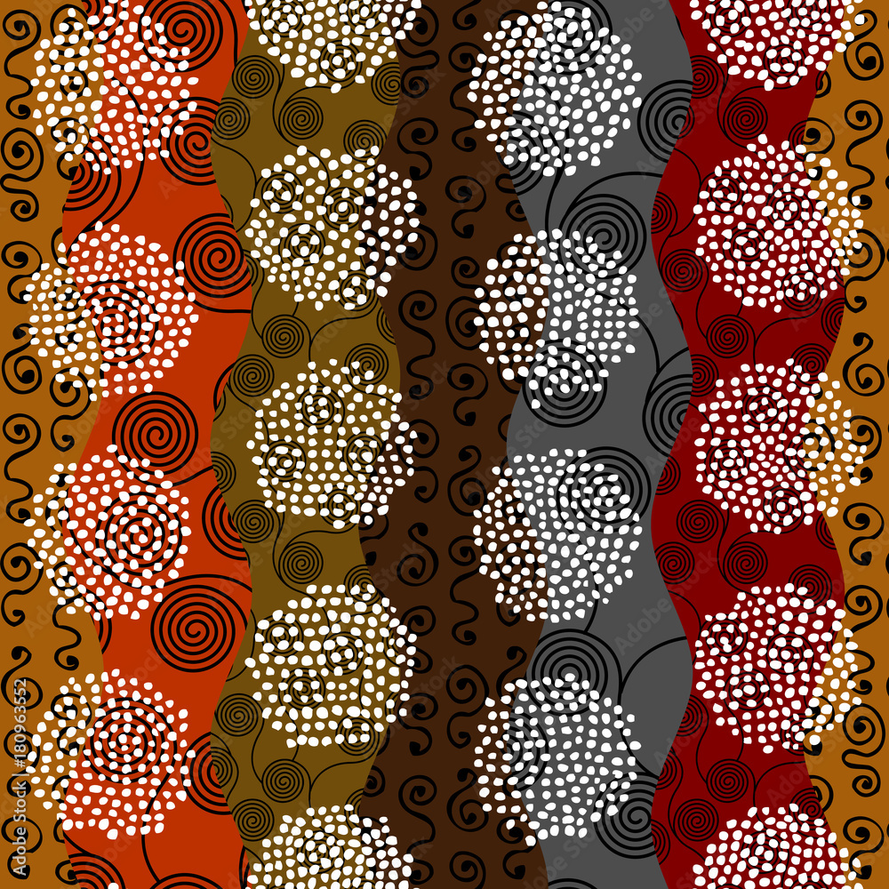 Poster ethnic boho seamless pattern in african style on wavy background. tribal art print. irregular polka 