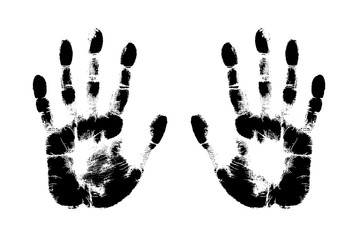 Print of hand of human, cute skin texture pattern,vector grunge illustration. Scanning the fingers, left and right palm on white background..