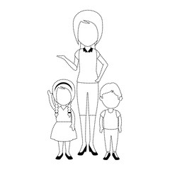 beautiful teacher female with students avatars characters