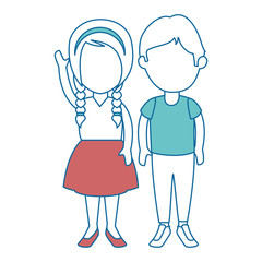 little students with uniform characters